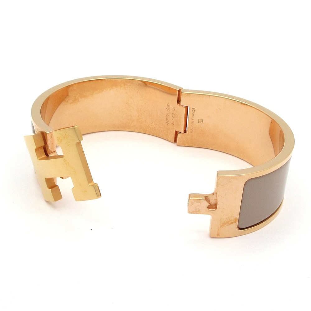 Hermès Clic Clac H Bangle Rose Gold Gray-Beige Hardware Patent Leather - Picture 5 of 6